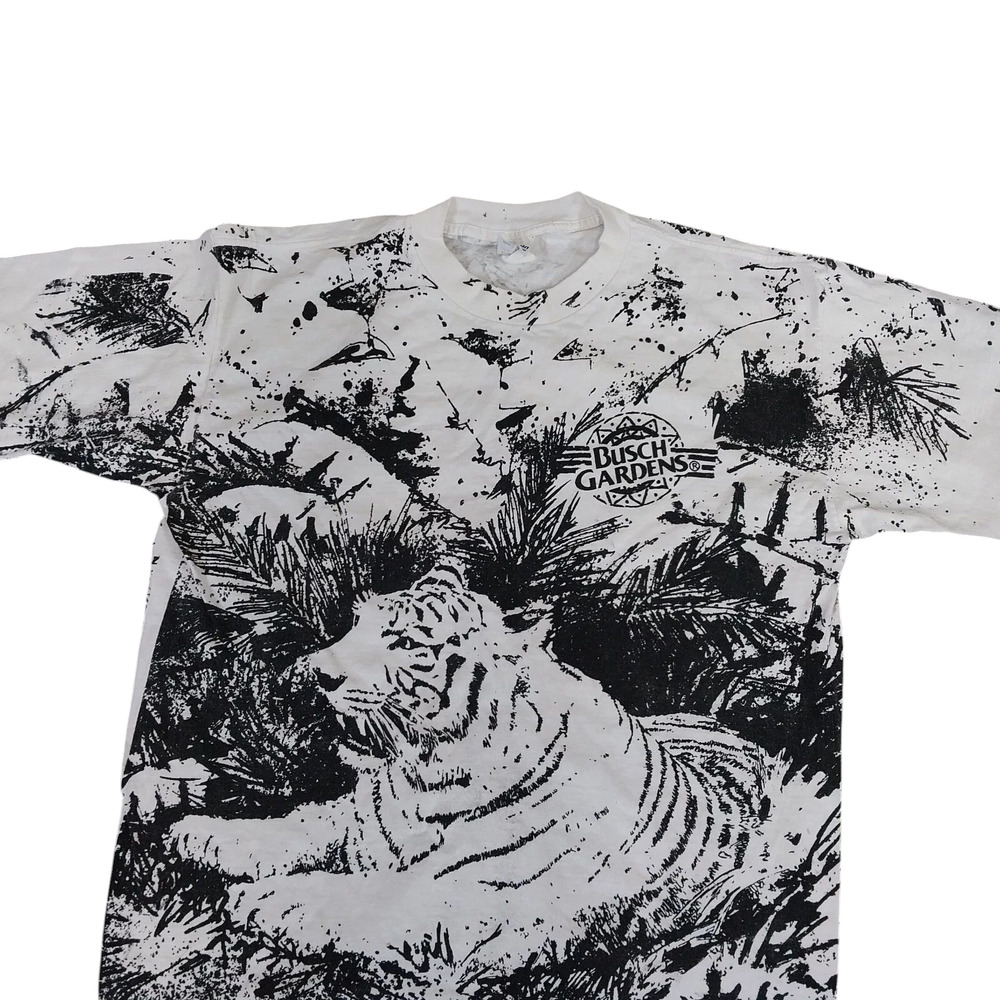Vintage Busch Gardens Tiger All Over Print T Shirt One Size (XL) Single Stitch